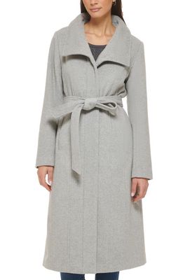 Cole Haan Signature Women's Slick Belted Long Wool Blend Coat in Light Grey