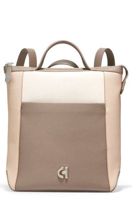 Cole Haan Small Grand Ambition Leather Convertible Luxe Backpack in Irish Coffee/Oat