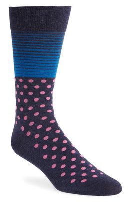 Cole Haan Stripe & Dot Socks in Dark Denim Heather