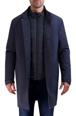 Cole Haan Topcoat with Removable Quilted Bib in Navy