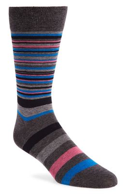 Cole Haan Town Stripe Crew Socks in Dark Grey Heather