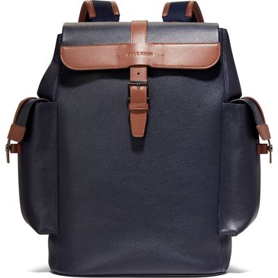 Cole Haan Triboro Leather Backpack in Navy/New British Tan 