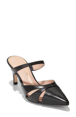 Cole Haan Vandam Pointed Toe Slide Sandal in Black Leather