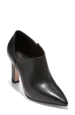 Cole Haan Vestry Pointed Toe Bootie in Black Glazed Elather