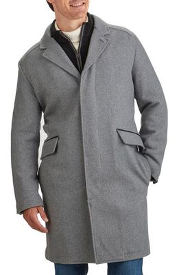 Cole Haan Wool Blend Overcoat with Knit Bib Inset in Light Grey
