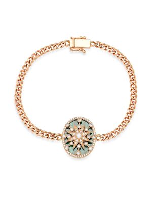 Colette 18kt rose gold Cage Star diamond and malachite bracelet - Silver