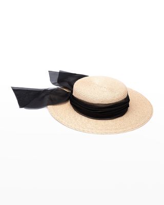 Colette Boater Hat w/ Organza Ruched Band