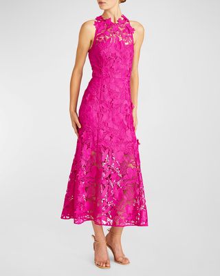 Colette Floral Lace Halter Midi Dress