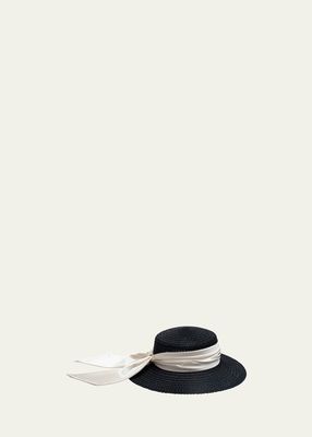 Colette Hemp Large-Brim Hat With Scarf