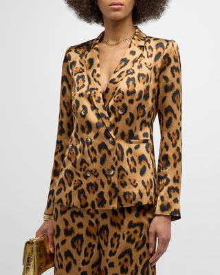 Colin Leopard Double-Breasted Blazer