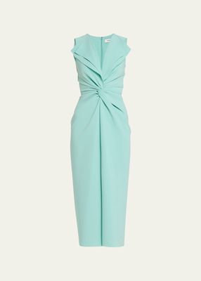 Collard Twist Front Midi Dress