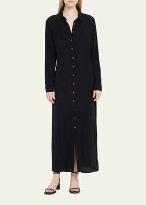 Collared Button-Front Maxi Shirtdress