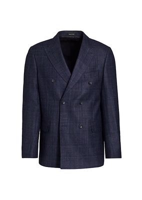 COLLECTION Tonal Double-Breasted Windowpane Sportcoat