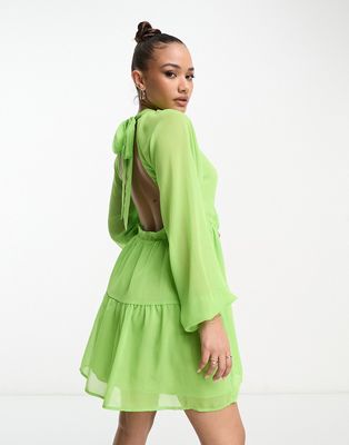 Collective the Label backless tiered mini dress in apple green