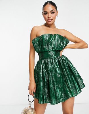 Collective the Label exclusive bandeau mini dress in emerald-Green