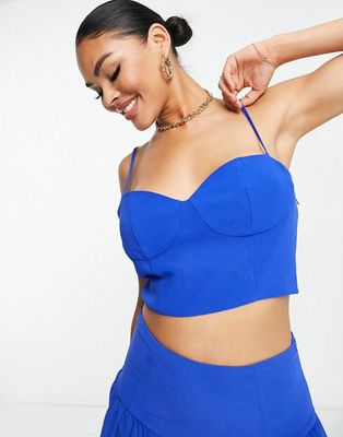 Collective the Label exclusive bustier crop top in cobalt - part of a set-Blue