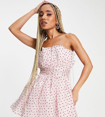 Collective the Label exclusive organza bandeau mini dress in pink heart