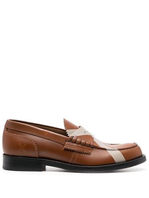college cross-print 20mm penny loafers - Brown