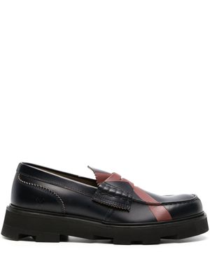 college cross-print leather loafers - Blue