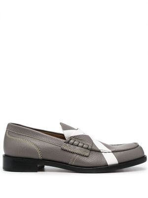 college cross-print leather loafers - Grey