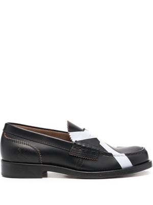 college cross-print slip-on loafers - Black