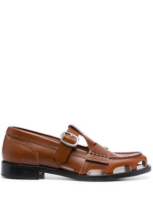 college cut-out calf-leather loafers - Brown