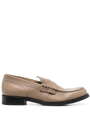 college grained-texture leather loafers - Brown