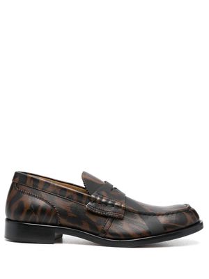 college leopard-print leather loafers - Black