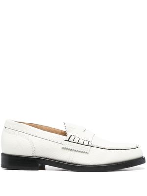 college pebbled leather loafers - White