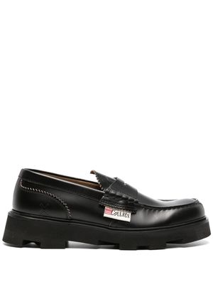 college penny-slot leather loafers - Black