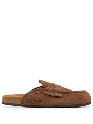 college penny-slot suede slippers - Brown