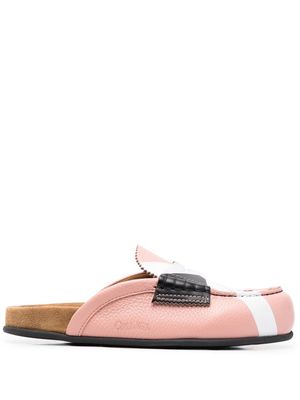 college slip-on leather mules - Pink