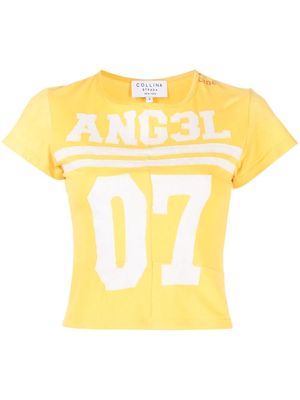 Collina Strada 'ANG3L' cropped T-shirt - Yellow