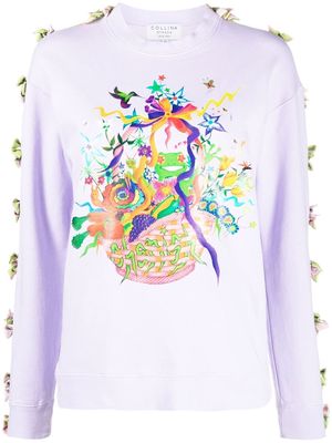 Collina Strada bow-embellished cotton sweatshirt - Purple