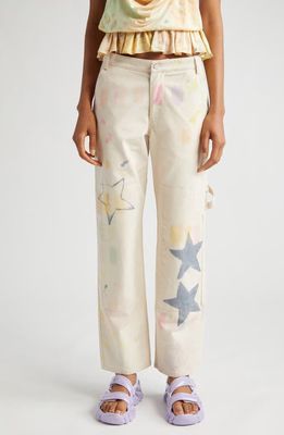 Collina Strada Chason Knee Patch Painted Straight Leg Jeans in Star Burst