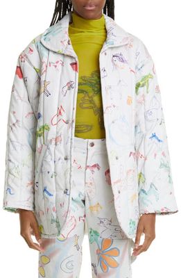 Collina Strada Doodle Print Organic Cotton Shelter Jacket in Ponies