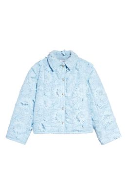 Collina Strada Floral Appliqué Puffer Jacket in Sky Floral