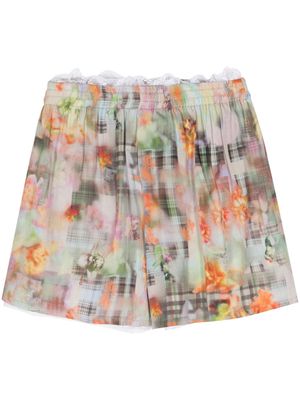 Collina Strada floral-print chiffon shorts - Neutrals