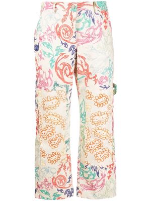 Collina Strada floral-print cropped trousers - Neutrals