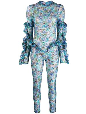 Collina Strada floral-print lace jumpsuit - Blue