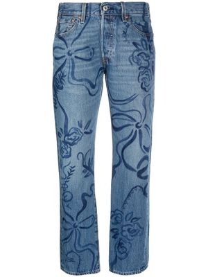Collina Strada floral-print straight-leg jeans - Blue