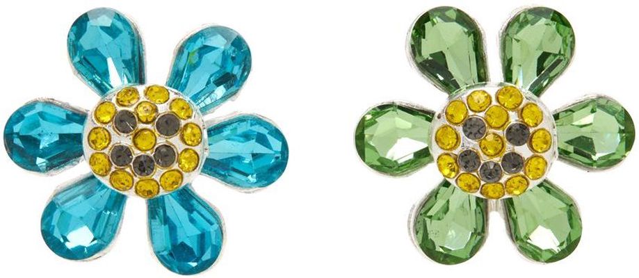 Collina Strada Green & Blue Happy Flower Earrings