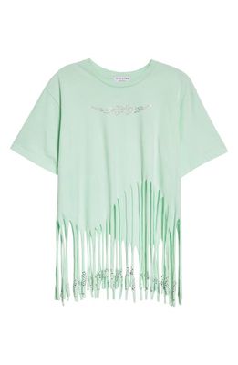 Collina Strada Homecoming Embellished Fringe Organic Cotton T-Shirt in Mint