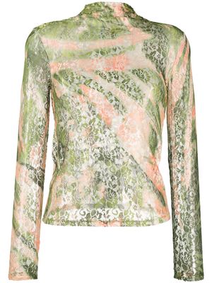 Collina Strada lace-embroidered long-sleeve top - Green