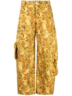 Collina Strada Lawn floral-print cargo trousers - Yellow