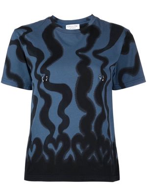 Collina Strada pierced abstract-print T-shirt - Blue
