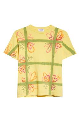 Collina Strada Pierced Organic Cotton T-Shirt in Yellow Flower Check