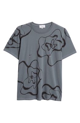 Collina Strada Pierced Rose Print Organic Cotton T-Shirt in Grey/Black Roses