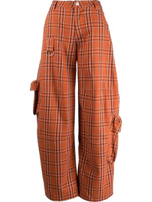 Collina Strada plaid cargo-pocket trousers - Orange