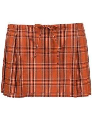 Collina Strada plaid drawstring mini skirt - Orange